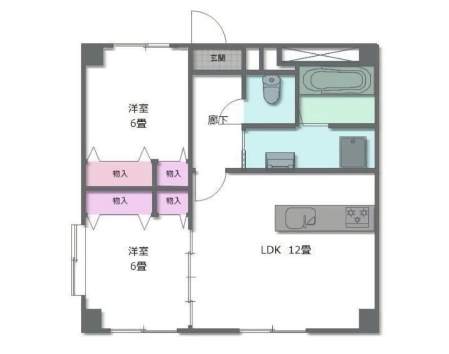 ソネヴァ(2LDK/2階)の間取り写真