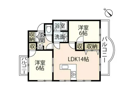 ハイコーポYASUDAIII(2LDK/2階)の間取り写真