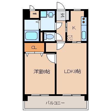 アーニスト新合川(1LDK/4階)の間取り写真