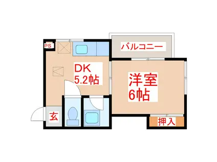 ベルフロウ東谷山(1DK/3階)の間取り写真