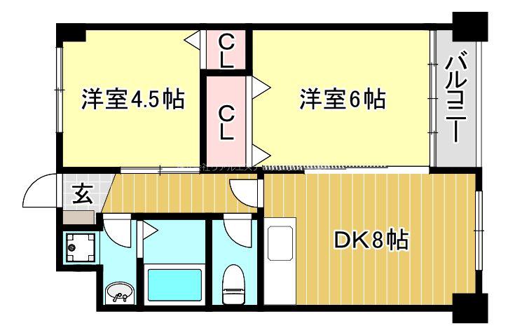 コンフォーレT2(2DK/3階)の間取り写真
