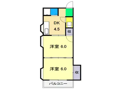 コーポ安並(2DK/2階)の間取り写真