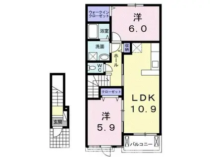 ボヌールI(2LDK/2階)の間取り写真