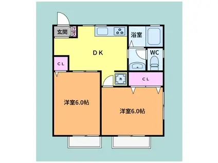 スロジェ瀬戸(2DK/2階)の間取り写真