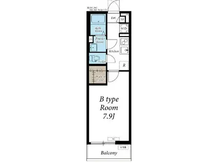 リブリイシダ2(1K/1階)の間取り写真