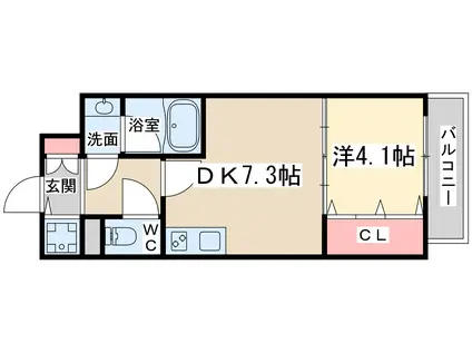 ワンルーフフラットテンジンバシ(1DK/8階)の間取り写真