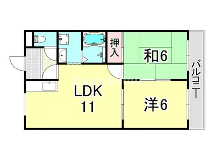 甲陽園ローズハイツ(2LDK/2階)の間取り写真