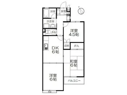 ピースフル湘南B棟(3DK/1階)の間取り写真