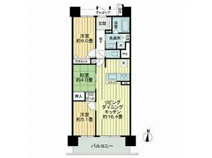 サーパスシティ平成マークテラス(3LDK/8階)の間取り写真