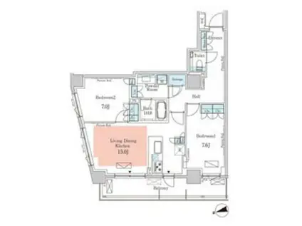 パークアクシス元麻布(2LDK/3階)の間取り写真