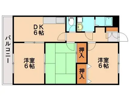 アドバンストラスト16A棟(3DK/1階)の間取り写真