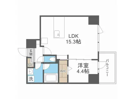BRAVE徳井町(1LDK/4階)の間取り写真