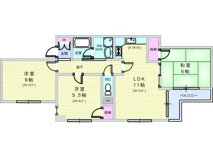 COZY中桜塚(3LDK/2階)の間取り写真