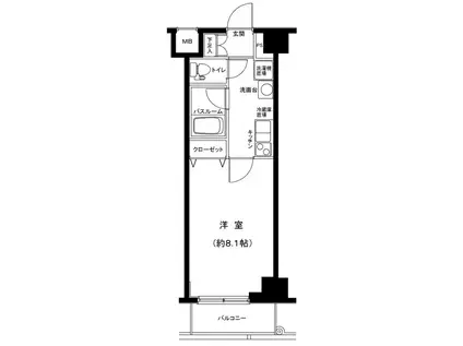 アフェクシオン南烏山(1K/4階)の間取り写真