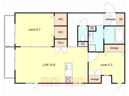 東灘区田中町3丁目ヘーベルメゾン(2LDK/1階)の間取り写真