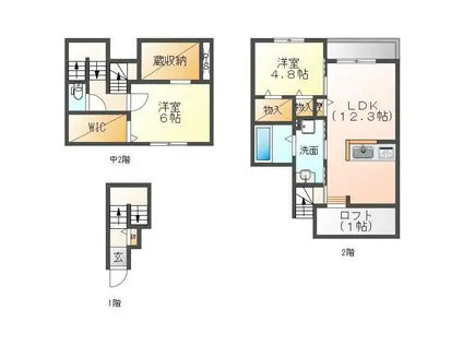 BELLE LEAD寺山(2LDK/1階)の間取り写真