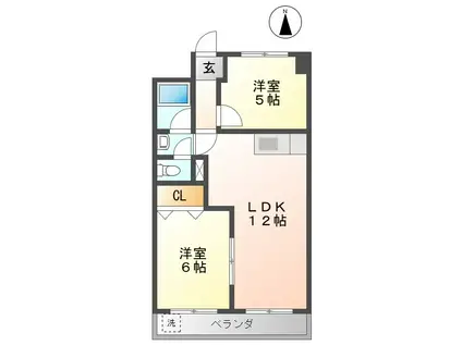 レジデンス野村(2LDK/6階)の間取り写真