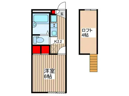 KEITA(1K/2階)の間取り写真