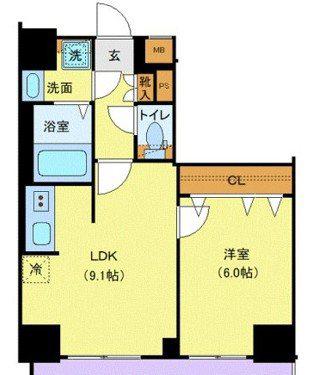 メイクスWアート横浜関内(2LDK/5階)の間取り写真