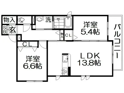 メゾンブロッサム(2LDK/2階)の間取り写真