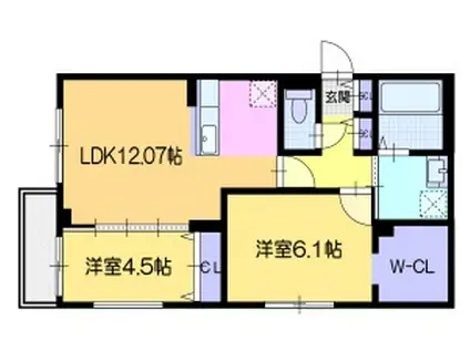 ヴォヤージュ菊水(2LDK/2階)の間取り写真