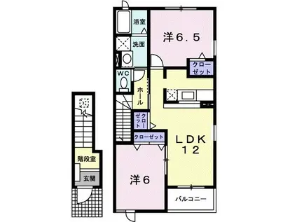 エンゼルパーク 参番館(2LDK/2階)の間取り写真