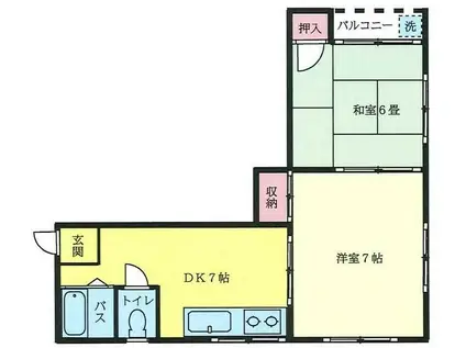 福冨ビル(2DK/4階)の間取り写真