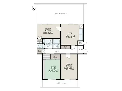 エクセルハイツ学園前鶴舞A棟(3LDK/5階)の間取り写真