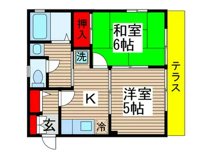 メゾン菊富士A(2K/1階)の間取り写真