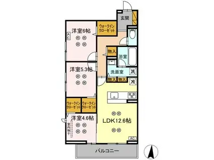 ローテ ベルク(3LDK/3階)の間取り写真