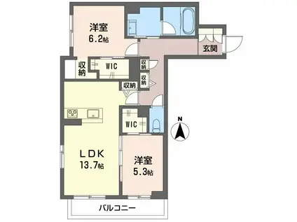 ティターニア(2LDK/3階)の間取り写真