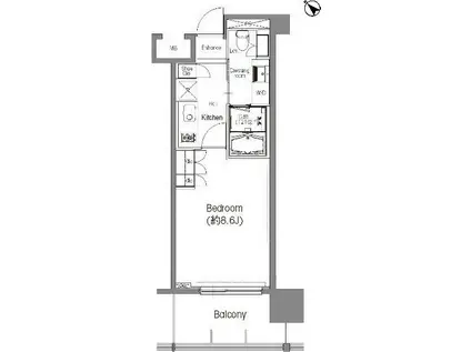 BPRレジデンス三田伊皿子坂 (1K/8階)の間取り写真