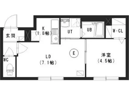 クルタ東区役所前(1LDK/3階)の間取り写真