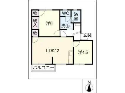 やまいちコーポ第2(2LDK/2階)の間取り写真