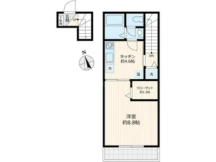 カイ・コーポ(1K/2階)の間取り写真