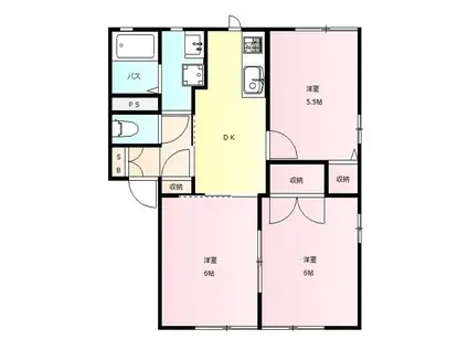 ウィステリア(3DK/2階)の間取り写真