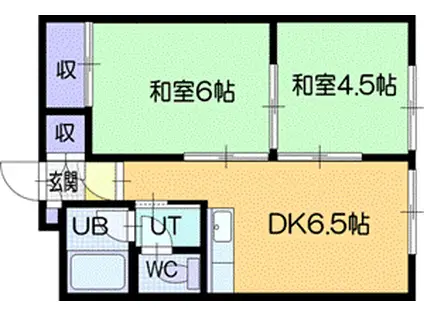 厚別グランドハイツ(2DK/2階)の間取り写真