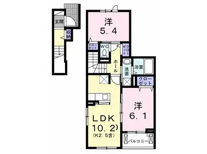 リッツ ハウス(2LDK/2階)の間取り写真