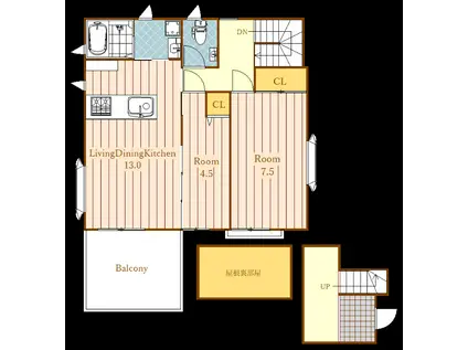ヴィラ フォルトゥーナ II(2LDK/2階)の間取り写真