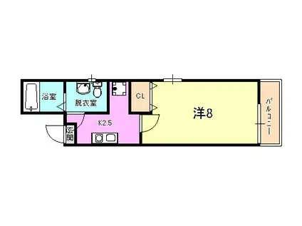 ピエタテール上沢(1K/2階)の間取り写真