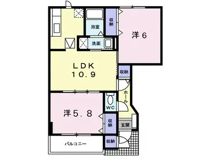 グレイスフル ヴィラA(2LDK/1階)の間取り写真