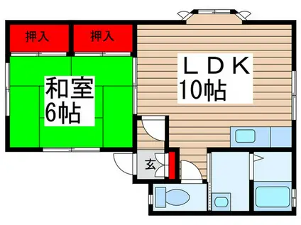 トクダコーポ(1LDK/1階)の間取り写真