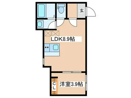 菅北浦共同(1LDK/1階)の間取り写真