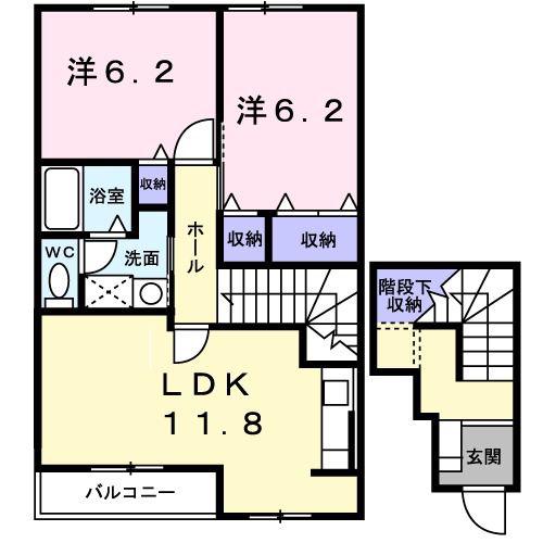 シルエーラ(2LDK/2階)の間取り写真