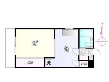 香山ビル(1DK/2階)の間取り写真
