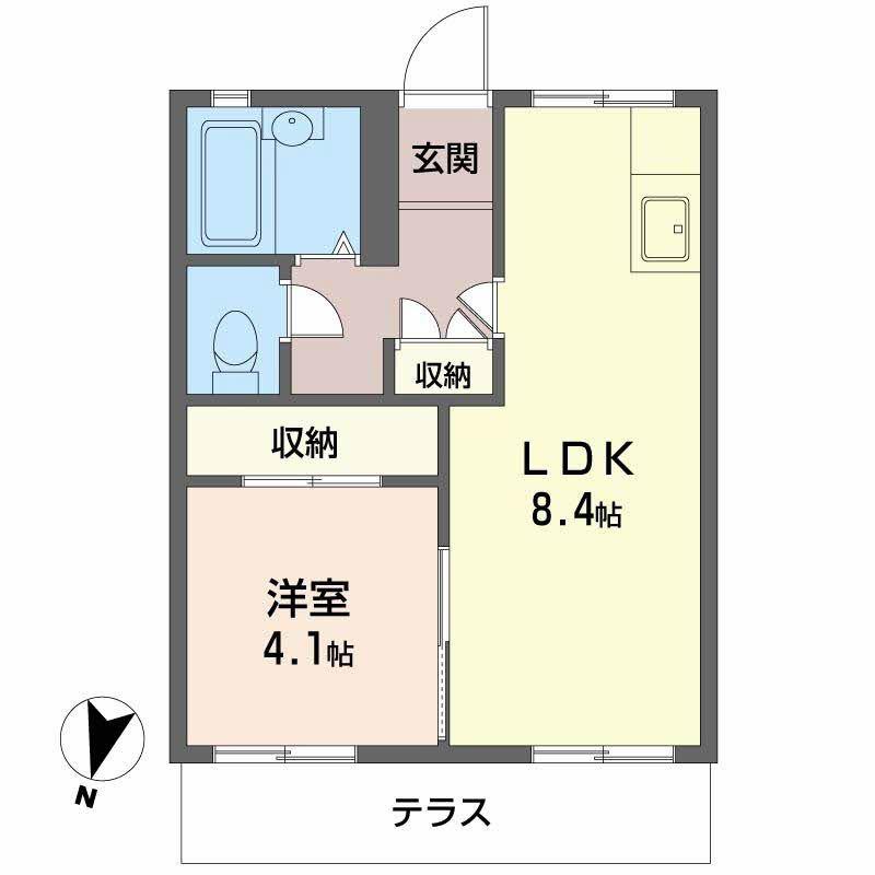 美山台ハイツ(1LDK/1階)の間取り写真