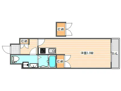 NO72 HARBOR イースト TOWER(ワンルーム/14階)の間取り写真