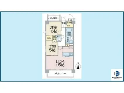 GLOSSY LIFE 藤が丘(2LDK/4階)の間取り写真