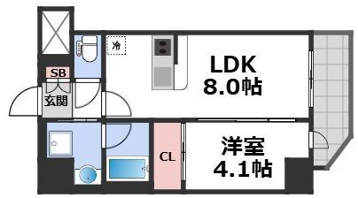 コンフォリア・リヴ北浜高麗橋(1LDK/15階)の間取り写真