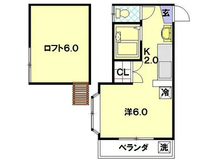 スカイヒルズ緑が丘(ワンルーム/1階)の間取り写真